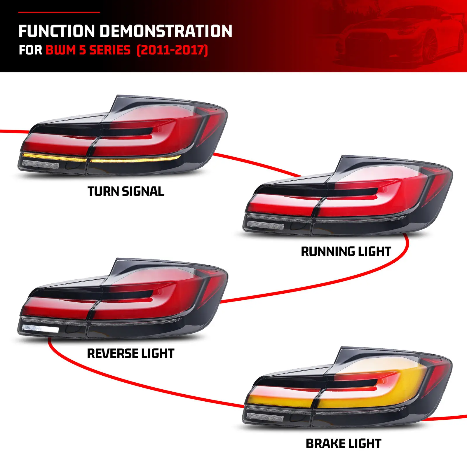 Luces traseras LED BMW Serie 5 F10 M5 giro secuencial dinámico - imagen 2