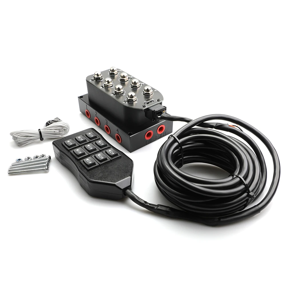 Unidad de válvula solenoide VU4 Universal, amortiguador de 1/4 ", bloque de válvula de suspensión neumática con controlador de mango de 5M con kit de calibre de 52mm - imagen 4