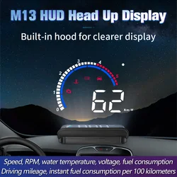 M13 OBD Proyector HUD parabrisas con velocidad RPM temperatura consumo