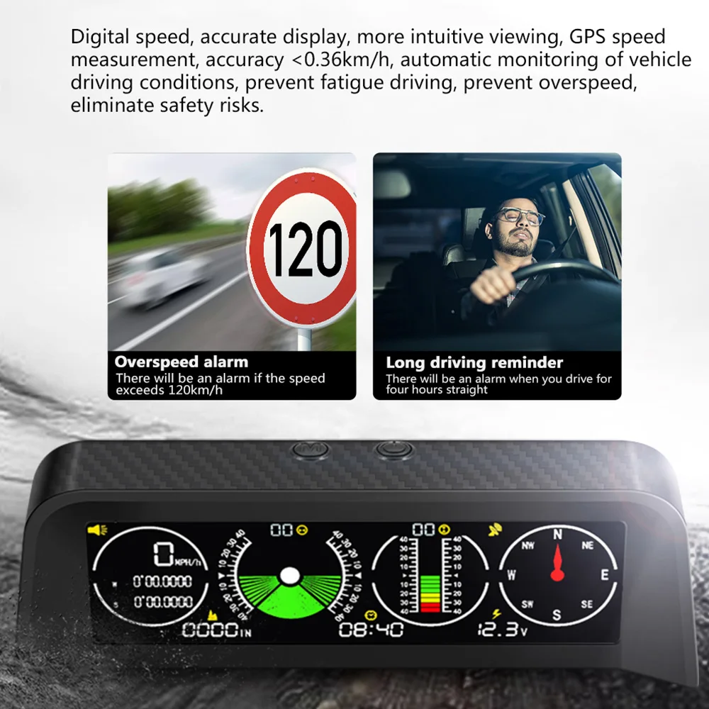 Velocímetro GPS X90 Head Up Display con inclinómetro y brújula - imagen 4