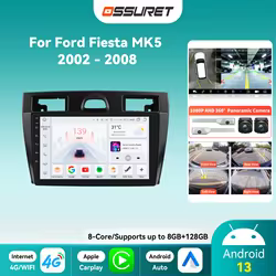 Radio Android 13 GPS y cámara 360 – Ford Fiesta MK5 2002-2008