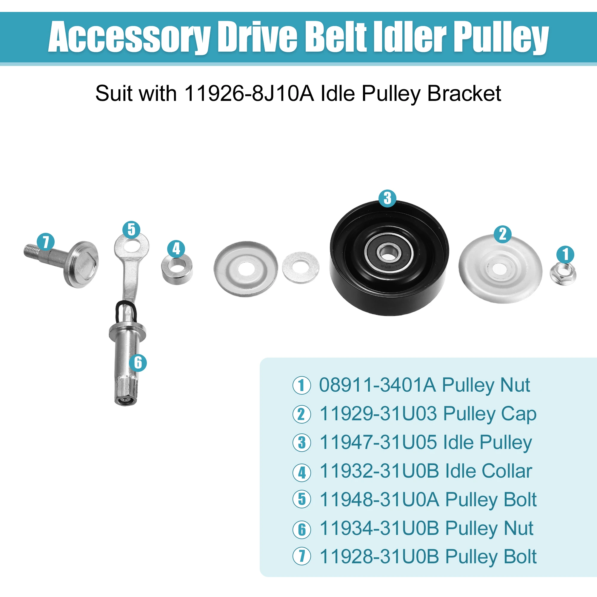 UXCELL 11925-31U0C – Polea tensora Nissan Altima y Maxima 3.5 V6 - imagen 5
