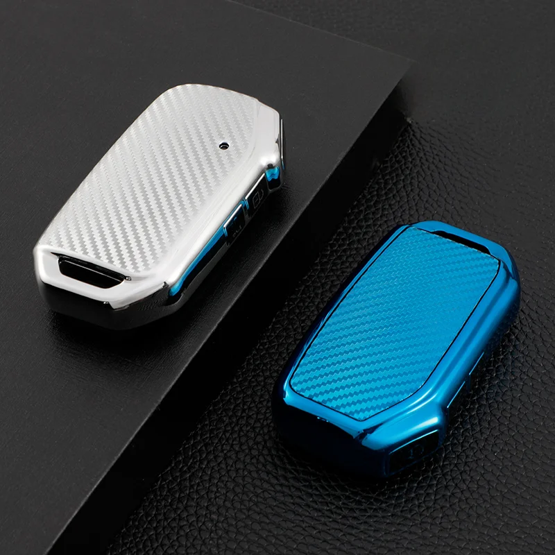Funda protectora de llave Kia de TPU efecto fibra de carbono - imagen 3
