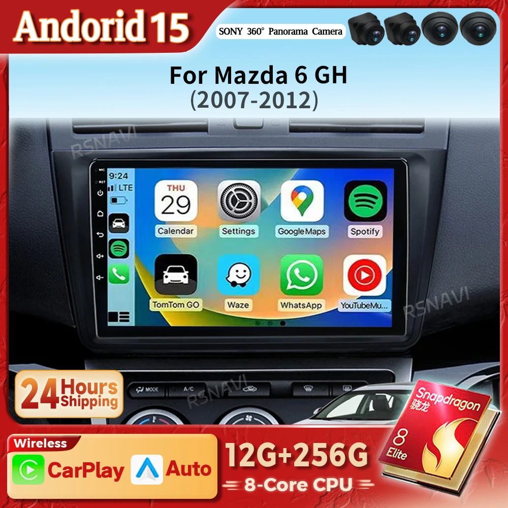 Radio multimedia Android 15 Mazda 6 GH 2007-2012 con GPS y CarPlay