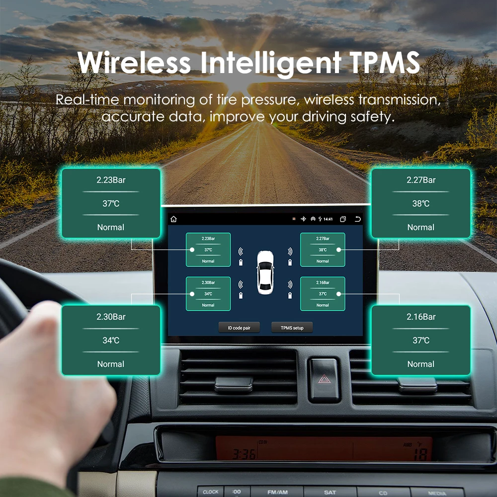 OSSURET Sistema TPMS y radio multimedia Android con USB para coche - imagen 3