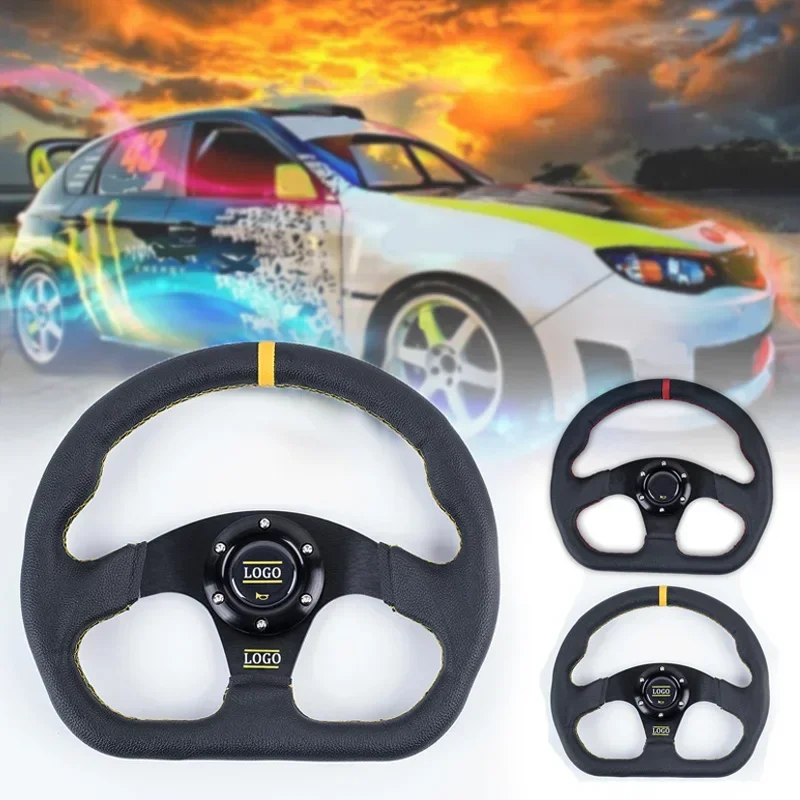 Volante deportivo universal 320 mm de aluminio y PVC para coche - imagen 2