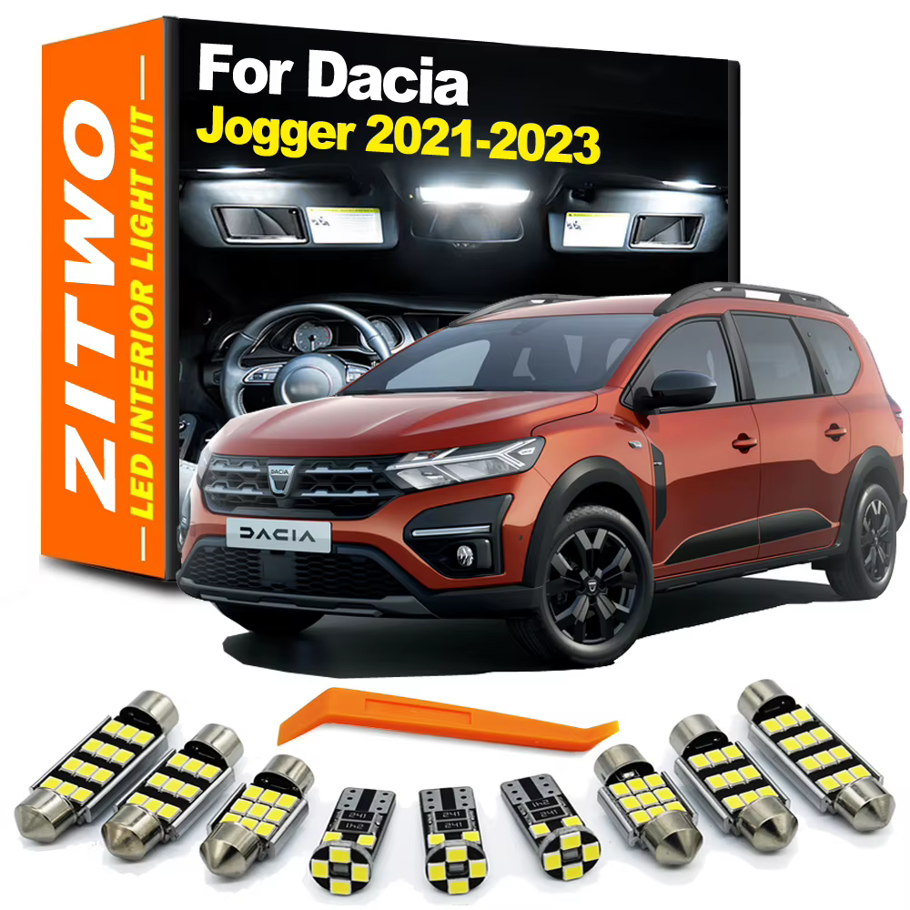 ZITWO Kit de luces LED para interior, maletero y matrícula Dacia
