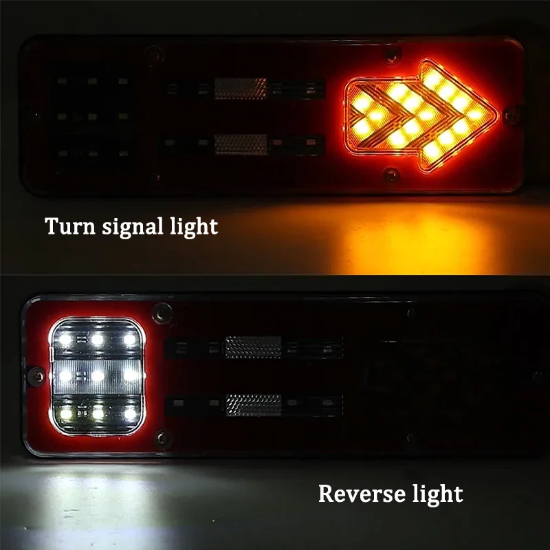 2 uds 12V/24V luz LED dinámica para coche camión luz trasera señal de giro luces de freno traseras lámpara de señal de marcha atrás remolque camión autobús Camper caravana - imagen 5