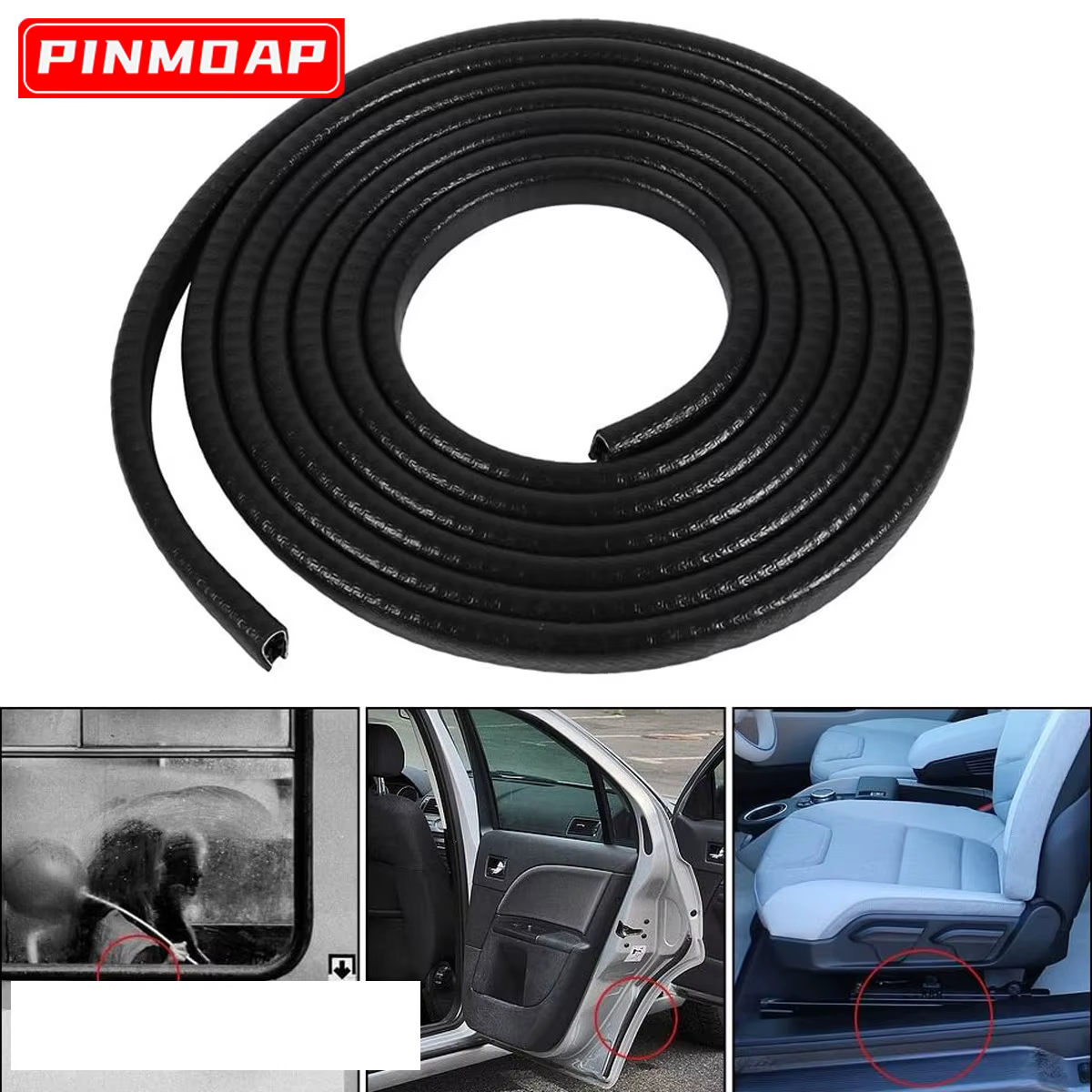 Tira protectora en forma de U instalada en el borde de una puerta de coche