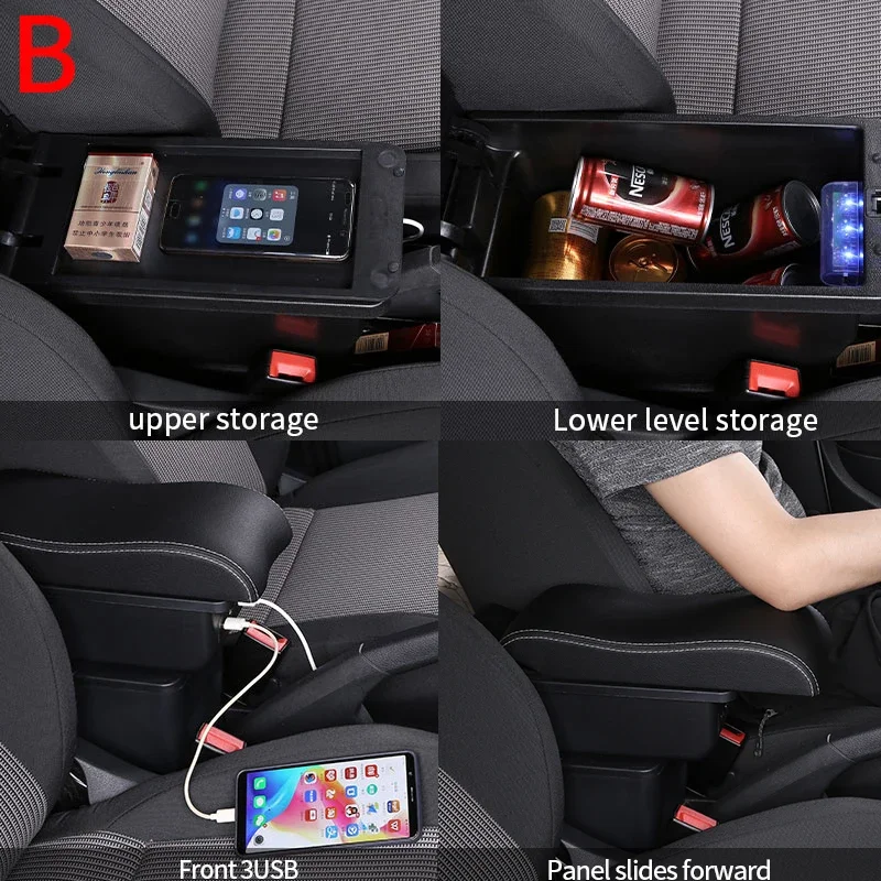 Reposabrazos consola central Kia Rio STONIC Cerato – almacenaje curvado doble capa - imagen 5