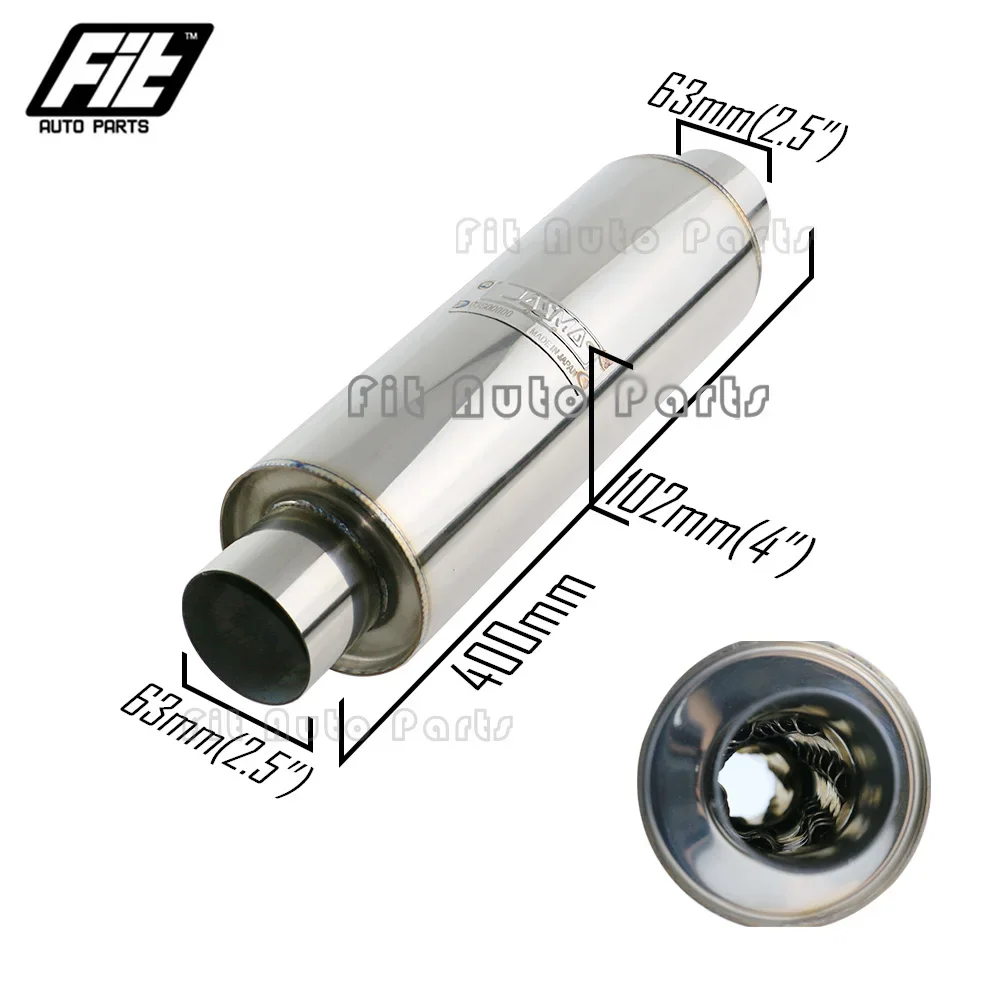 Silenciador central acero inoxidable 2''-2,5'' con resonador espiral
