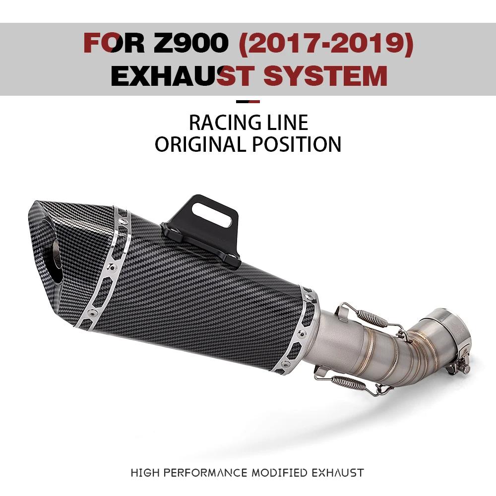 Para z900 2017-2019 tubo de escape medio z900 sistema de escape de motocicleta resbalón en silenciador de 51MM - imagen 2