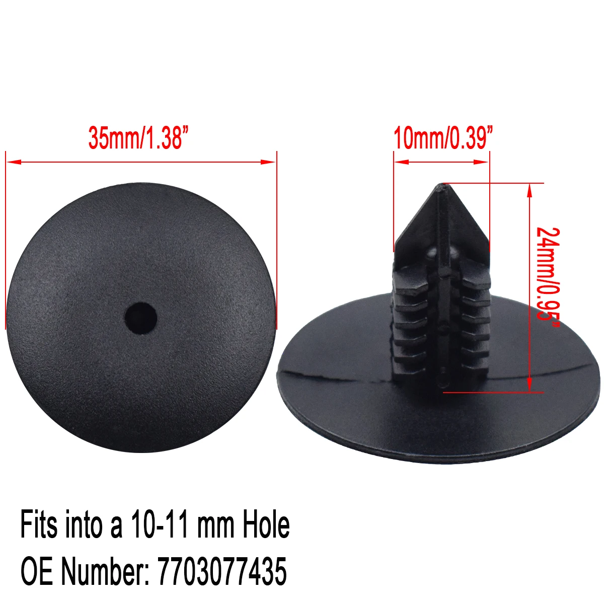Clips de paso de rueda 10 mm para Toyota, VW y Renault Clio - imagen 2