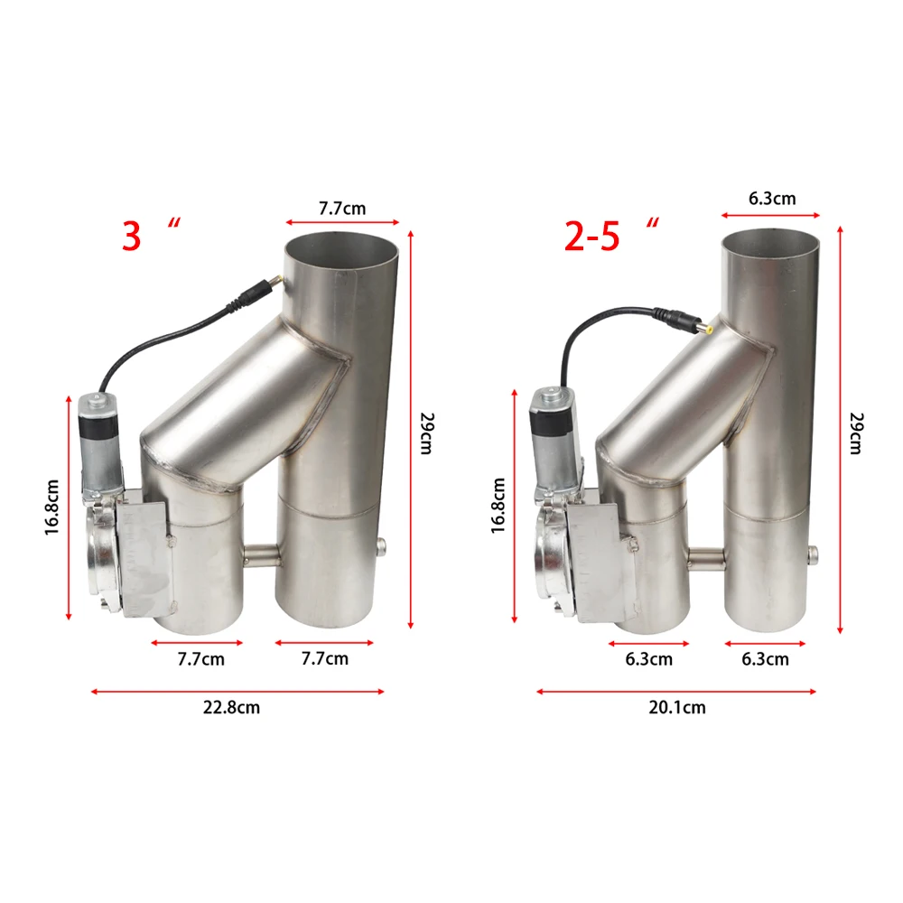 Kit válvula escape eléctrica doble 2,5-3" acero inoxidable corte - imagen 2