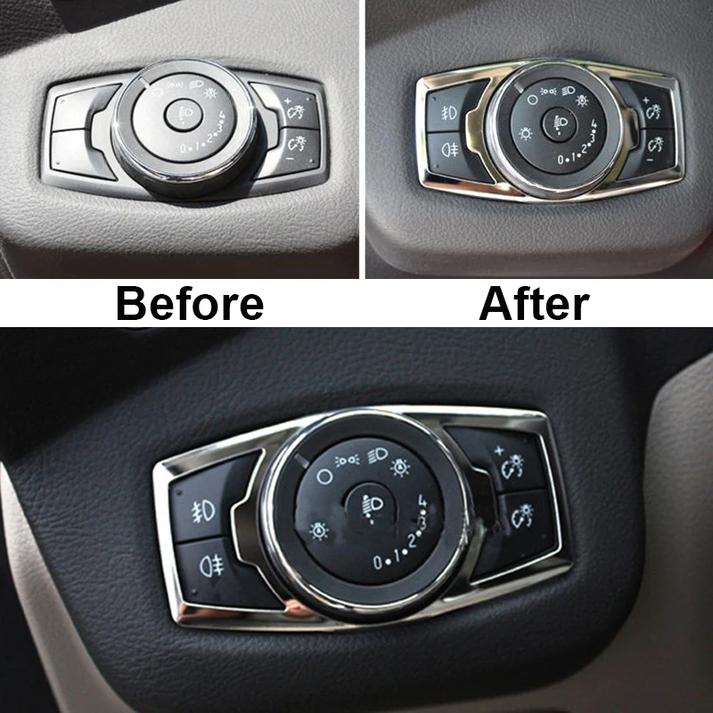 Para Ford Fusion Mondeo 2014 2015 2016 2017 2018 faro delantero antiniebla cromado ajuste interruptor cubierta de Panel moldado de bisel embellecedor - imagen 3