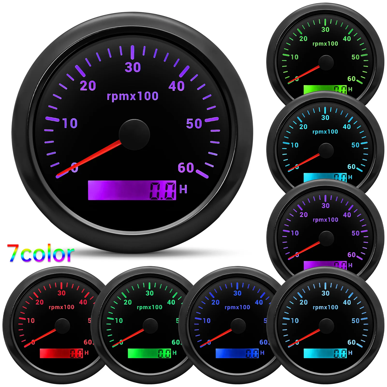 Tacómetro digital para motor diésel 12/24 V, 85 mm, 6000 rpm - imagen 2