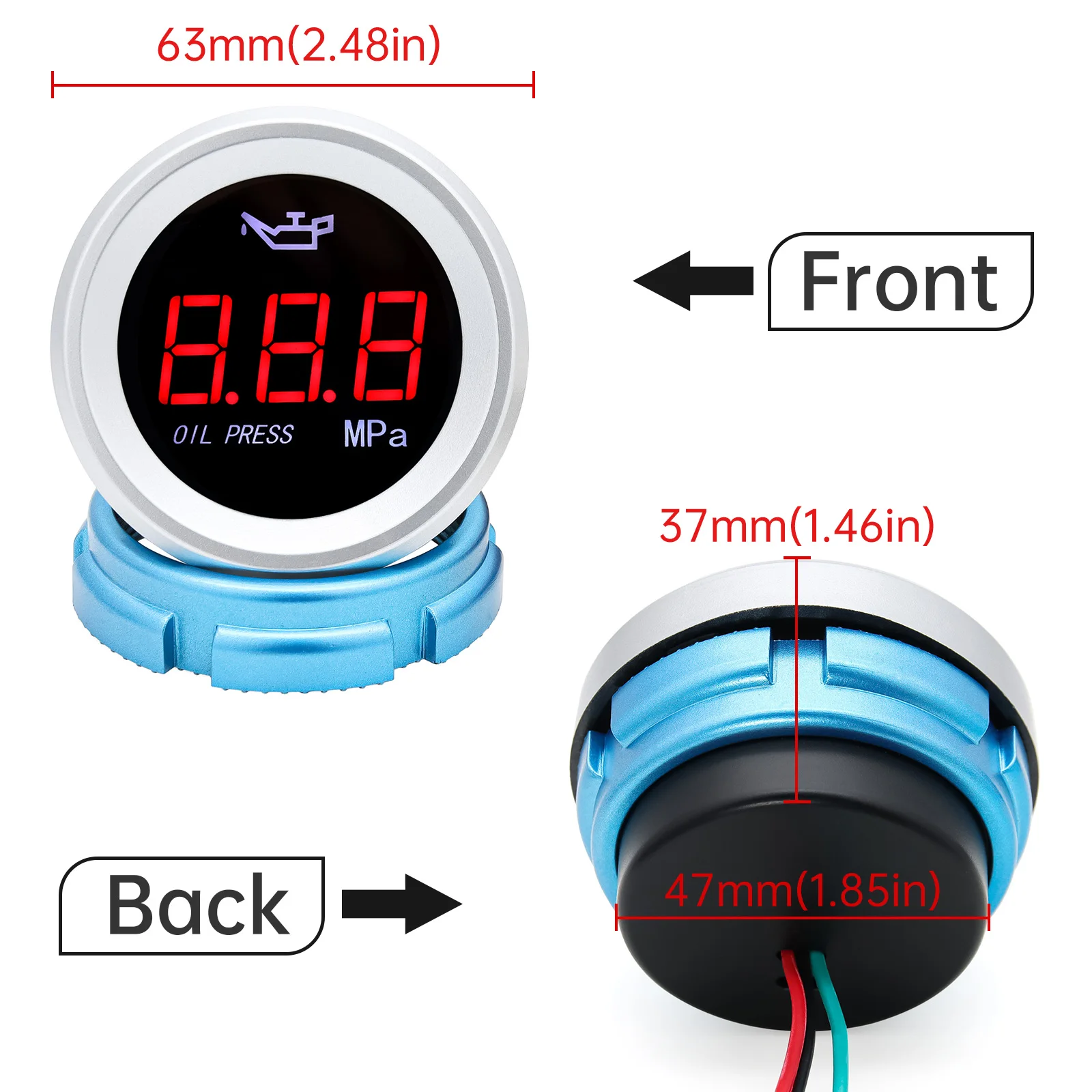 Reloj multifunción 52 mm: temperatura del agua y presión de aceite coche - imagen 3