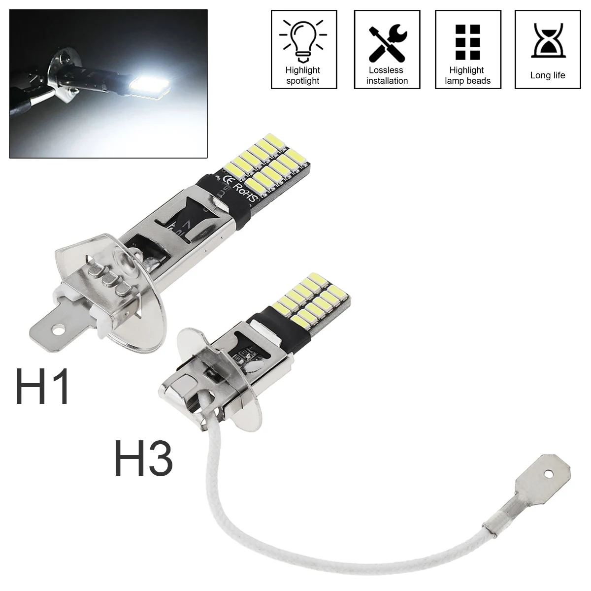 Bombilla LED H1/H3 Canbus para antiniebla 12V 6000K