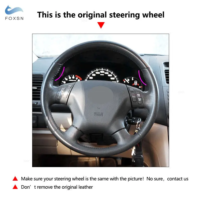 Funda de volante cosida a mano de cuero perforado – Honda Accord VII