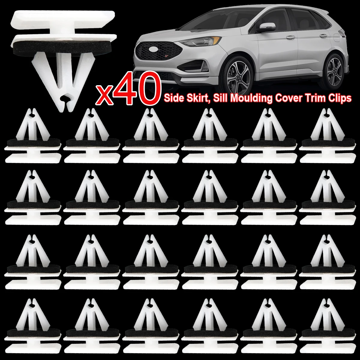 Cubierta de moldura acampanada para alféizar de falda lateral de carrocería de coche, Clips embellecedores para Ford 5270438 GM Chevrolet Avalanche 11518357 Vauxhall