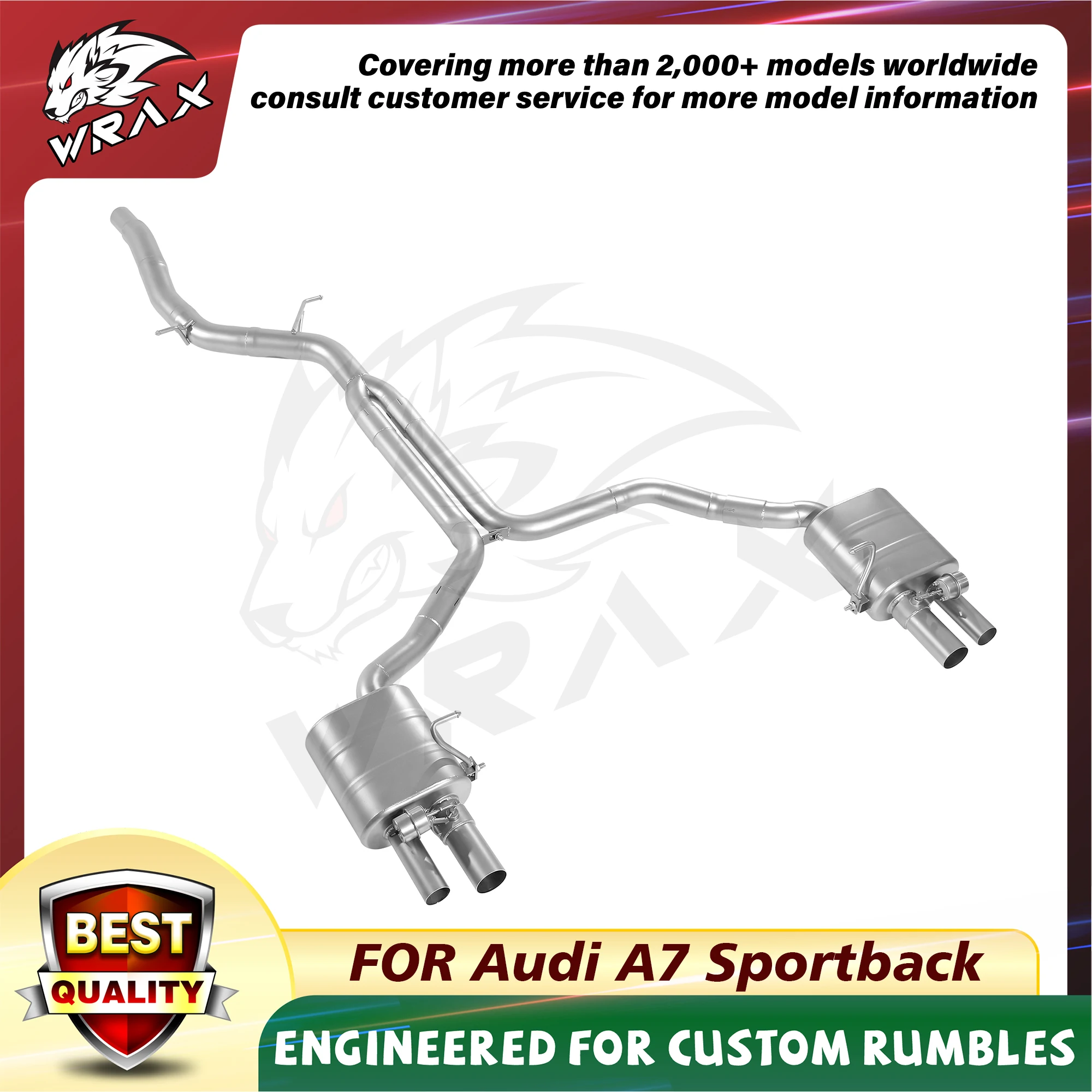 WRAX Catback escape inoxidable con válvula para Audi A7 Sportback
