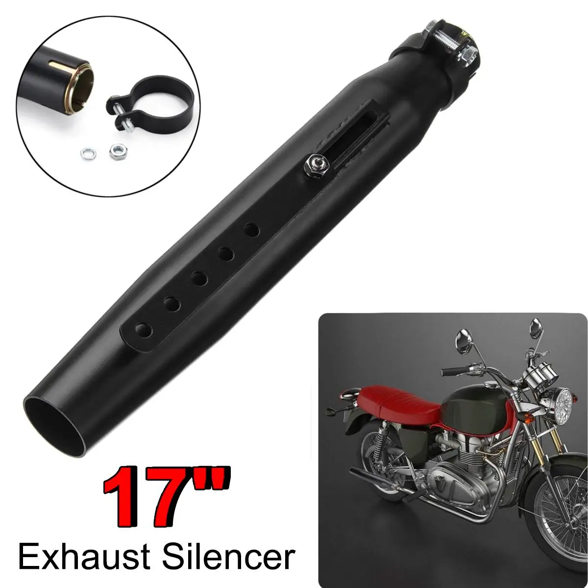 Silenciador escape moto Café Racer retro aceroinoxidable - imagen 2
