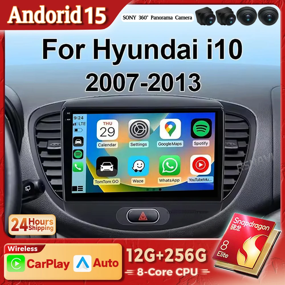 Radio Multimedia Android 15 con CarPlay – Hyundai i10 2007-2013