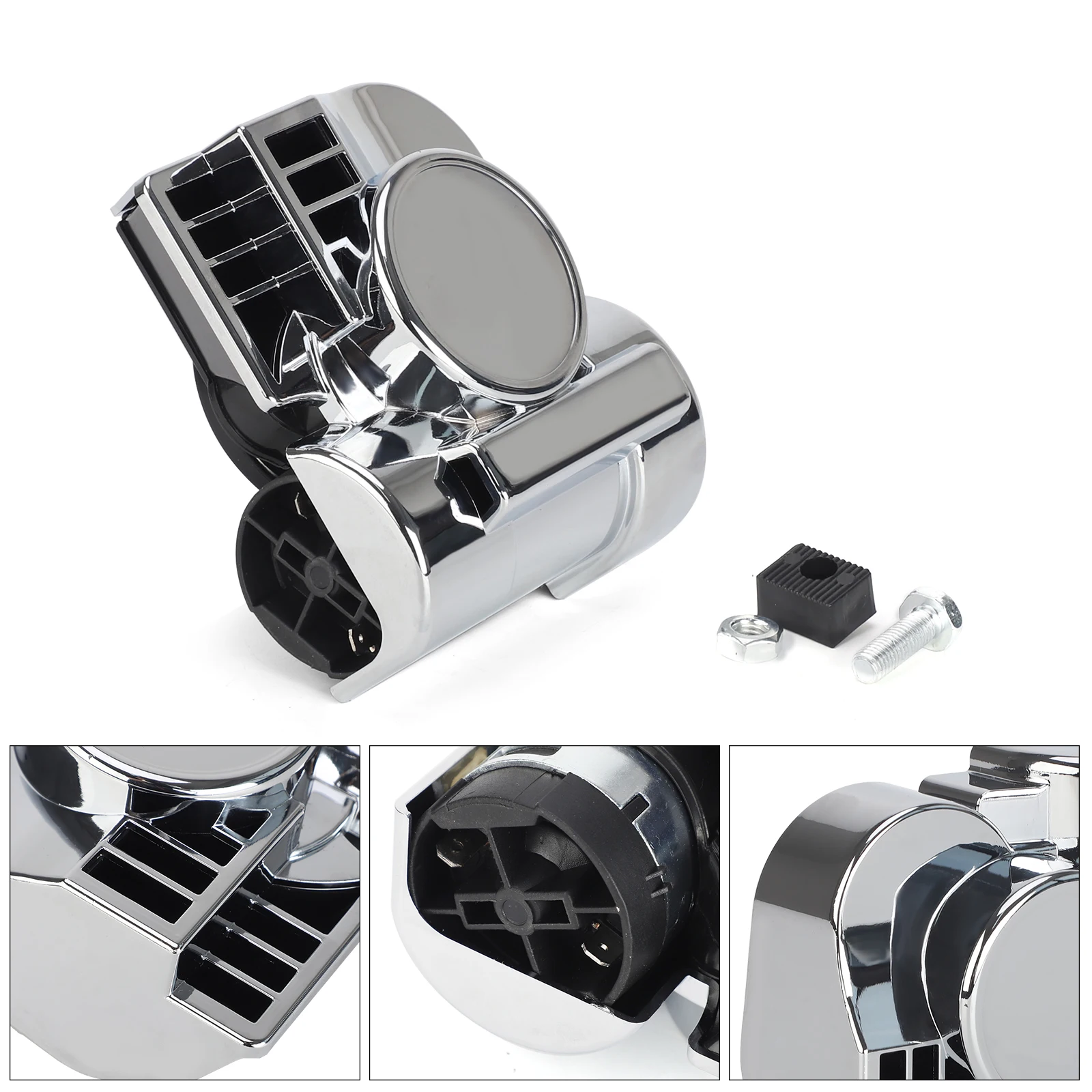 Bocina doble tono eléctrica 12V cromada universal para coche moto ATV - imagen 4