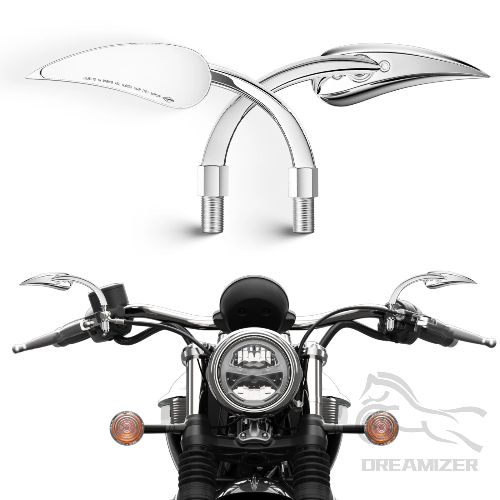Espejo retrovisor para motocicleta, aleación de aluminio, 8/10MM, espejos laterales de hoja de lanza para Harley Cruiser Street Sport Bike, 2 uds.
