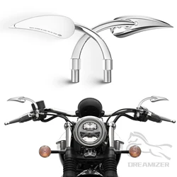 Espejo retrovisor para motocicleta, aleación de aluminio, 8/10MM, espejos laterales de hoja de lanza para Harley Cruiser Street Sport Bike, 2 uds.