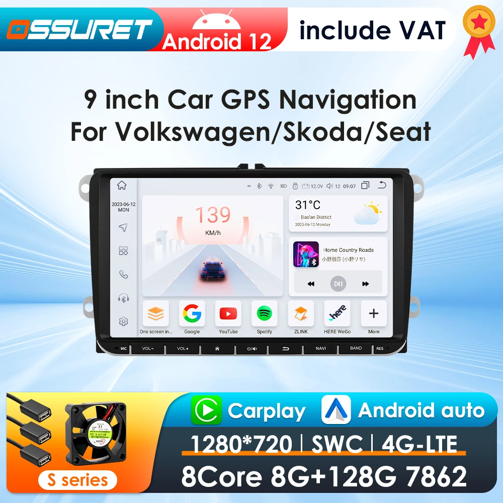 Radio multimedia 2DIN Android GPS con CarPlay – VW Passat, Tiguan