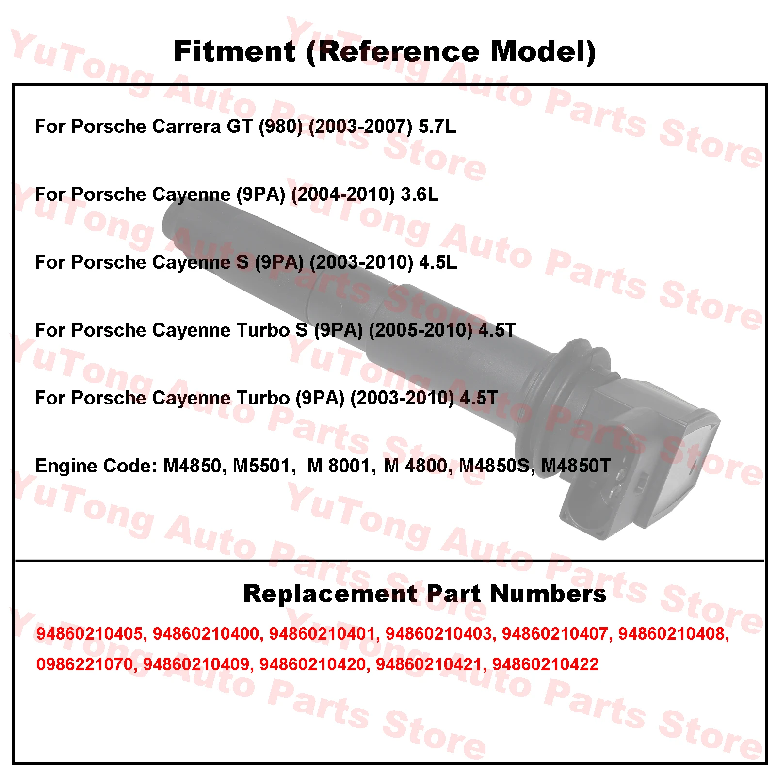 Porsche OEM 94860210405 Bobinas de encendido Cayenne Turbo 2003-2010 - imagen 2