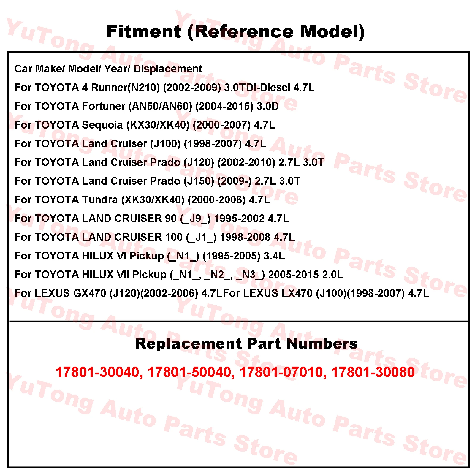 Filtro de aire 1780130040 – Toyota Land Cruiser Prado, Hilux y Lexus GX470 - imagen 4