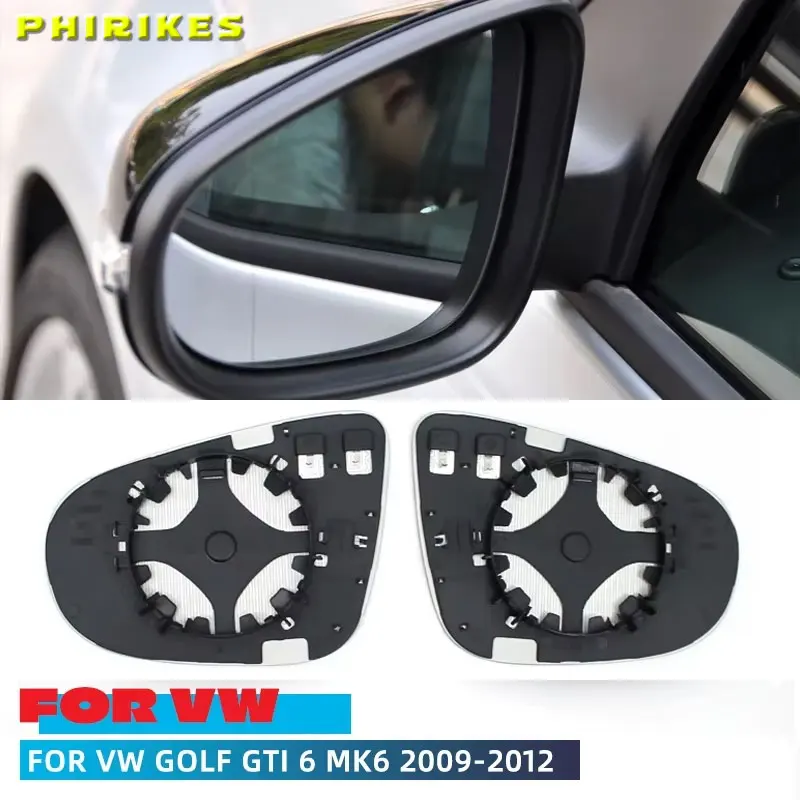 Para Volkswagen VW Golf 6 GTI 6 MK6 2009-2013 espejo retrovisor de cristal con calefacción lateral lente de espejo retrovisor
