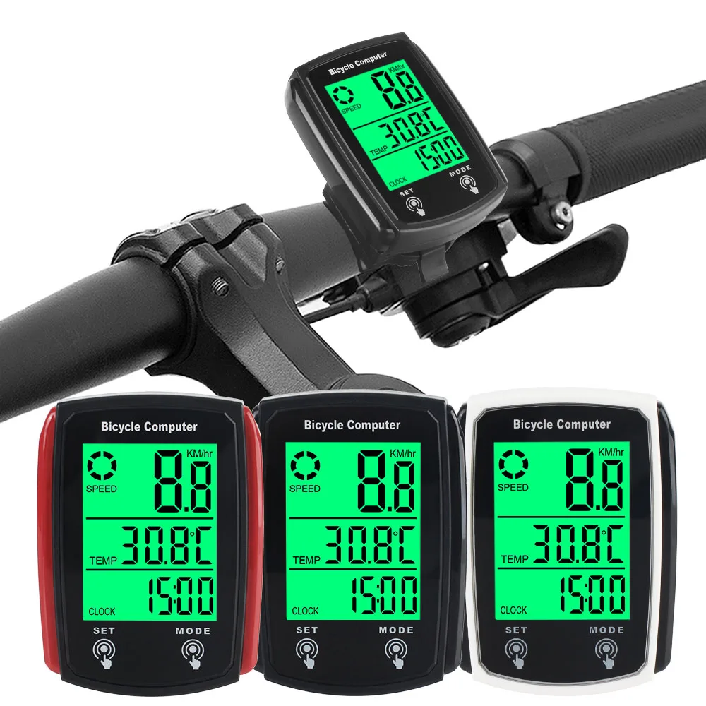 Velocímetro bicicleta LCD impermeable con cable y retroiluminación