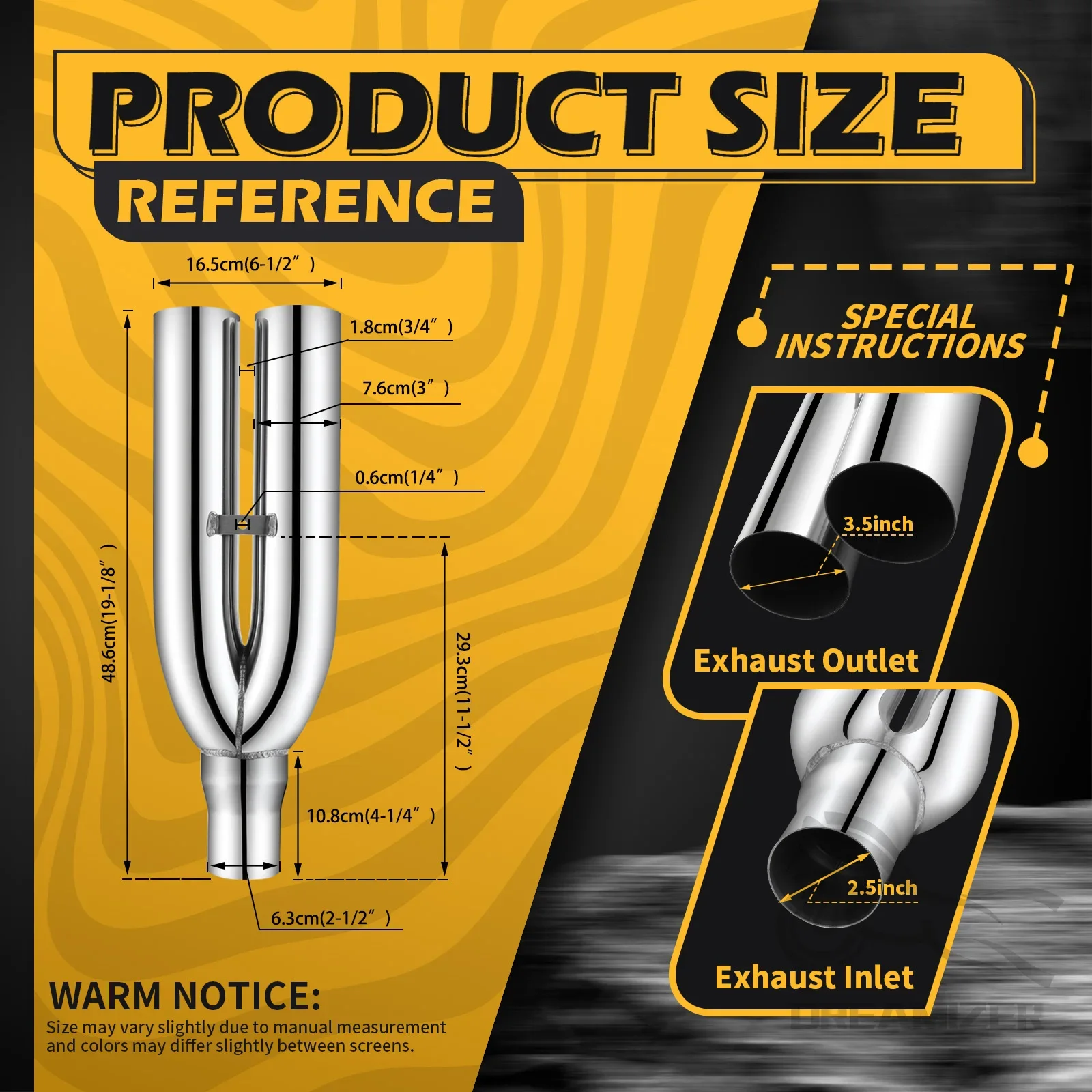 Tubos de Escape Universal 2,5" en 3'' hacia fuera 19" de largo - imagen 2