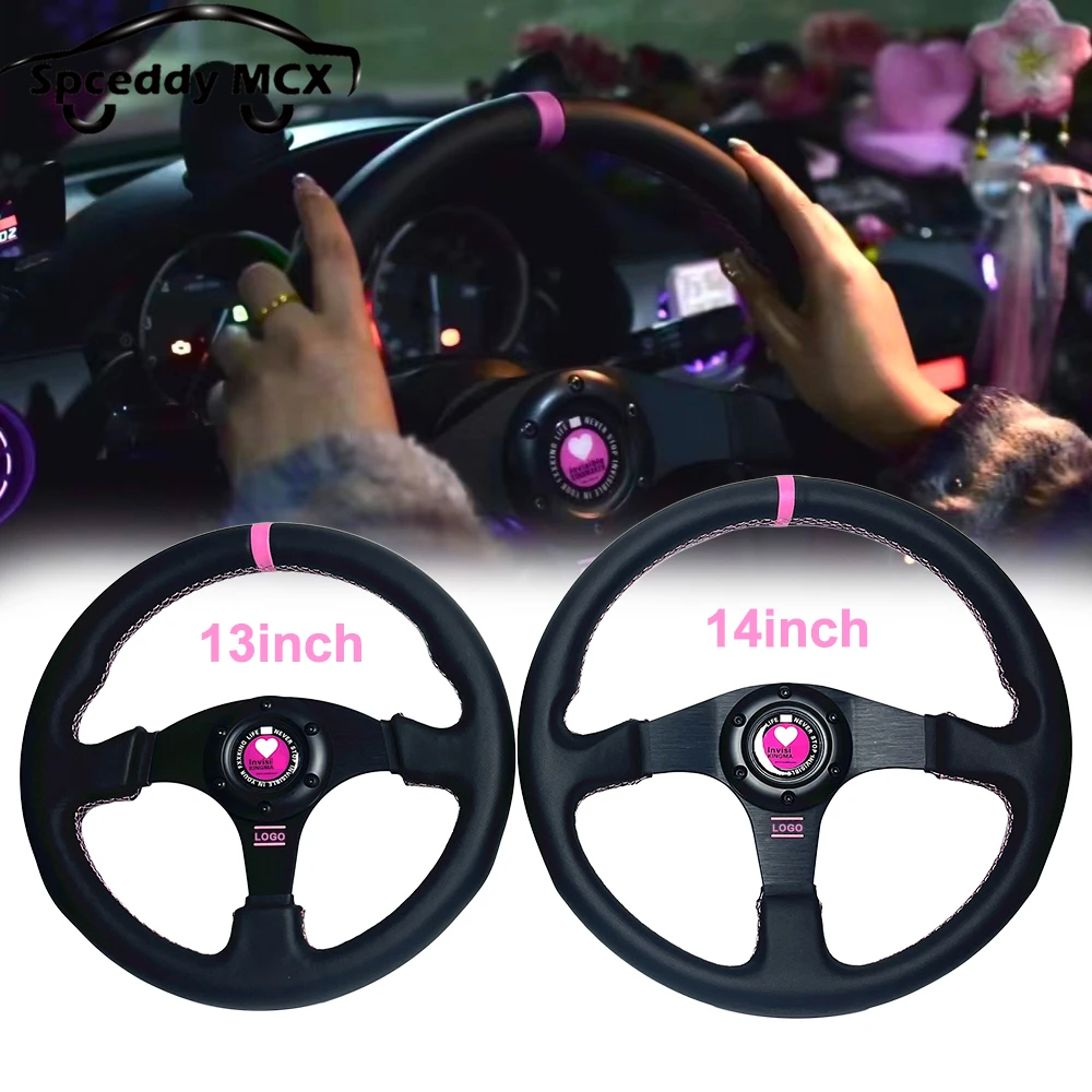Volante infantil rosa 350 mm con claxon corazón – BMW Audi