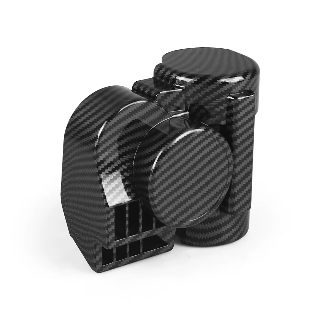 Bocina de aire 12 V de caracol acabado carbono con relé - imagen 2