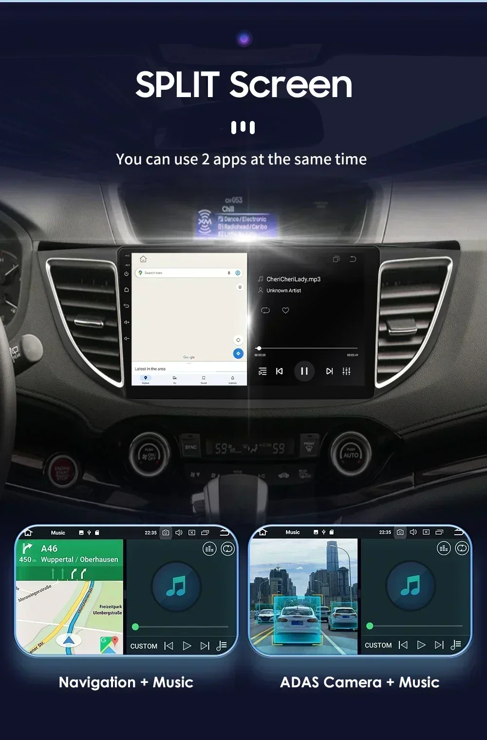 Hizpo radio Android doble DIN CarPlay y GPS Honda CR-V 2012-2016 - imagen 2