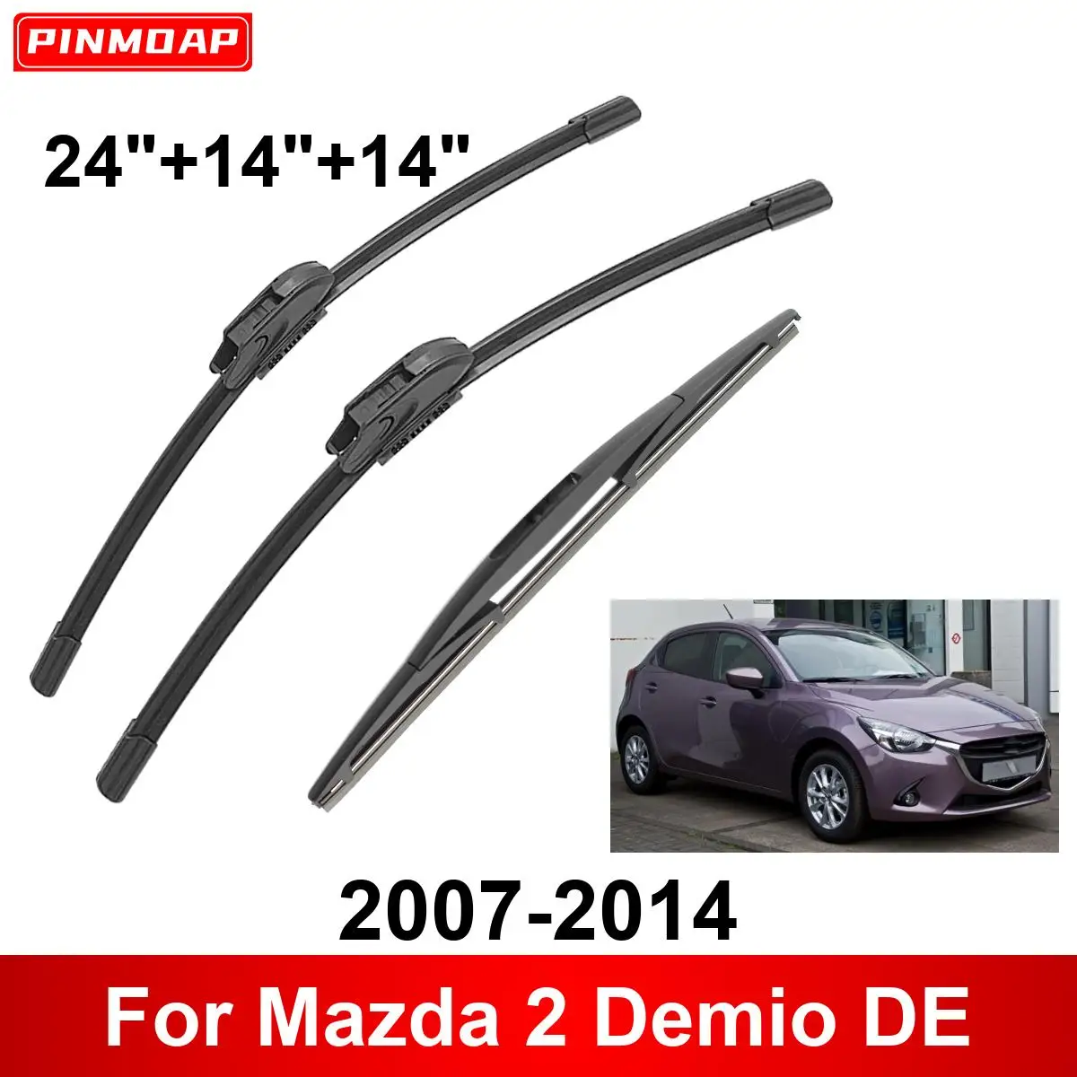 Limpiaparabrisas delanteros y traseros para Mazda 2 Demio 2007-2014