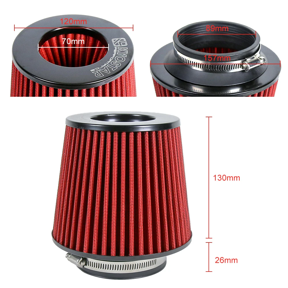Filtro de aire con cuello de conexión de 89 mm