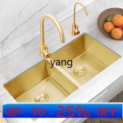 Fregadero doble acero inoxidable 304 acabado dorado bajo encimera
