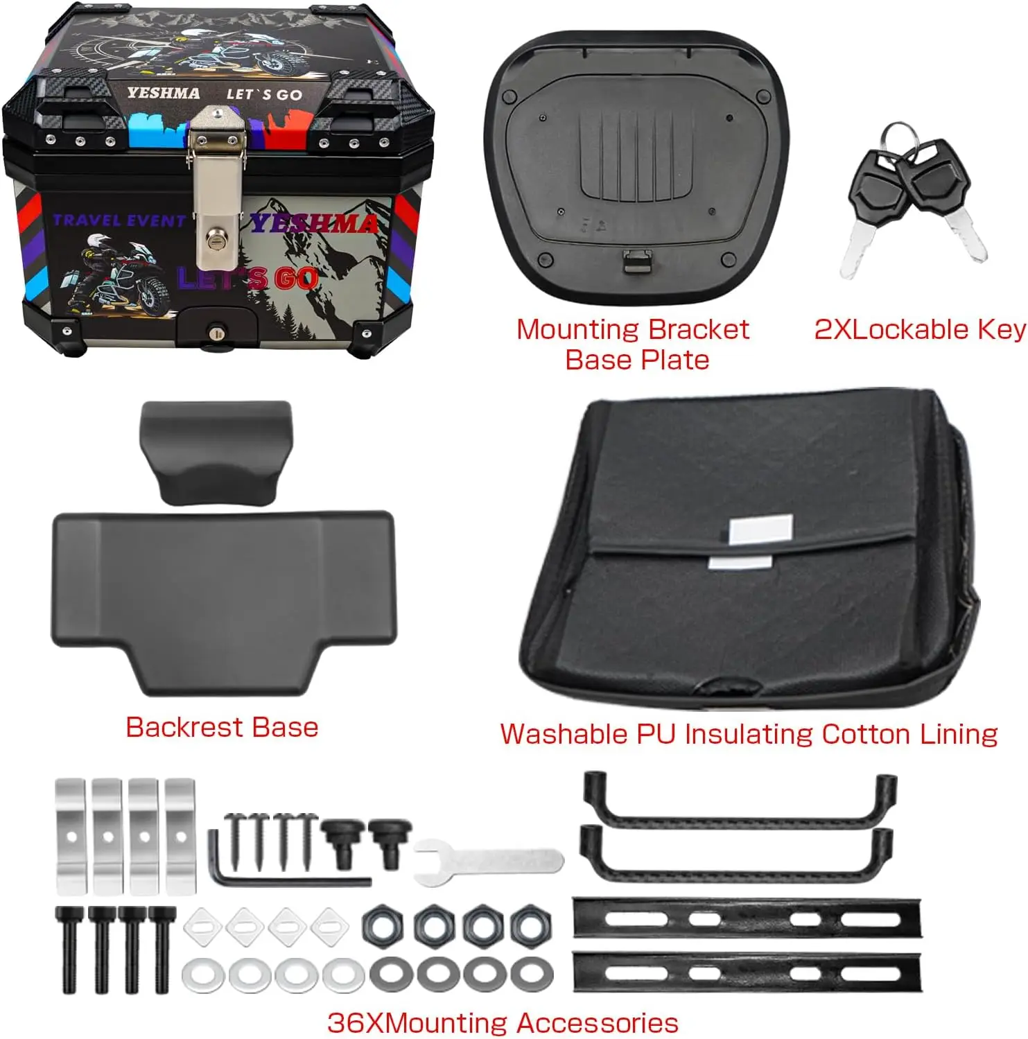 Maletero superior impermeable con cerradura y antichoques para moto - imagen 5