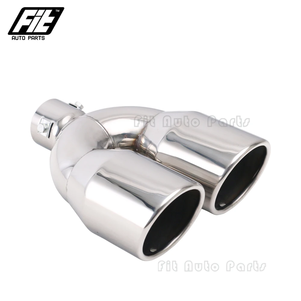 Terminales escape inoxidable doble 54-89 mm – Puntas redondas universales - imagen 2