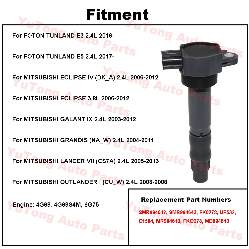 Bobina de encendido SMR FK0278 para Mitsubishi 4G69 - imagen 3