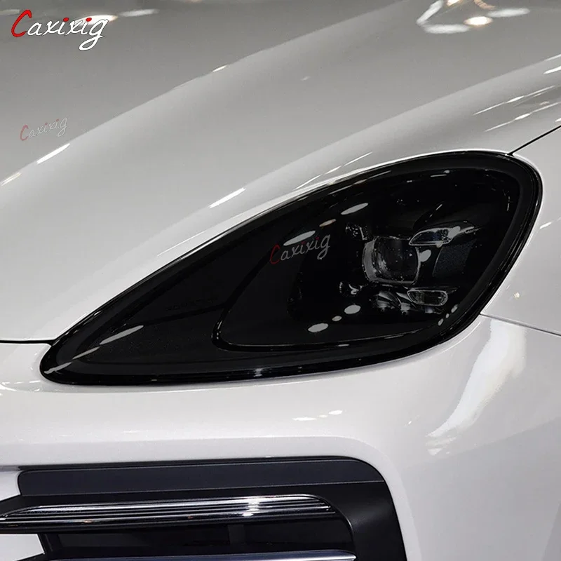 Película protectora para faros delanteros de coche, pegatina de TPU negra ahumada para Porsche 911 718 Cayenne Panamera Macan Taycan, accesorios, 2 uds. - imagen 3