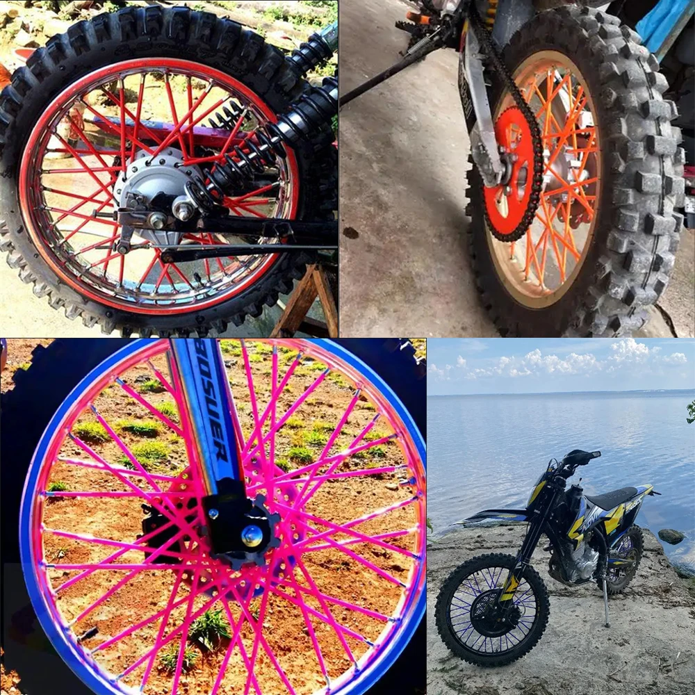 Protector de radios de rueda para motocicleta, 24CM, 72 Uds., envolturas para llantas, cubiertas embellecedoras de piel, tubo para Motocross, bicicleta, Enduro, accesorios geniales - imagen 3