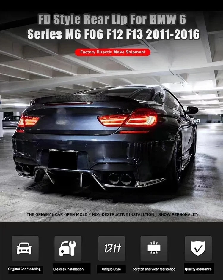 Parachoques trasero de fibra de carbono estilo FD para BMW Serie 6 M6