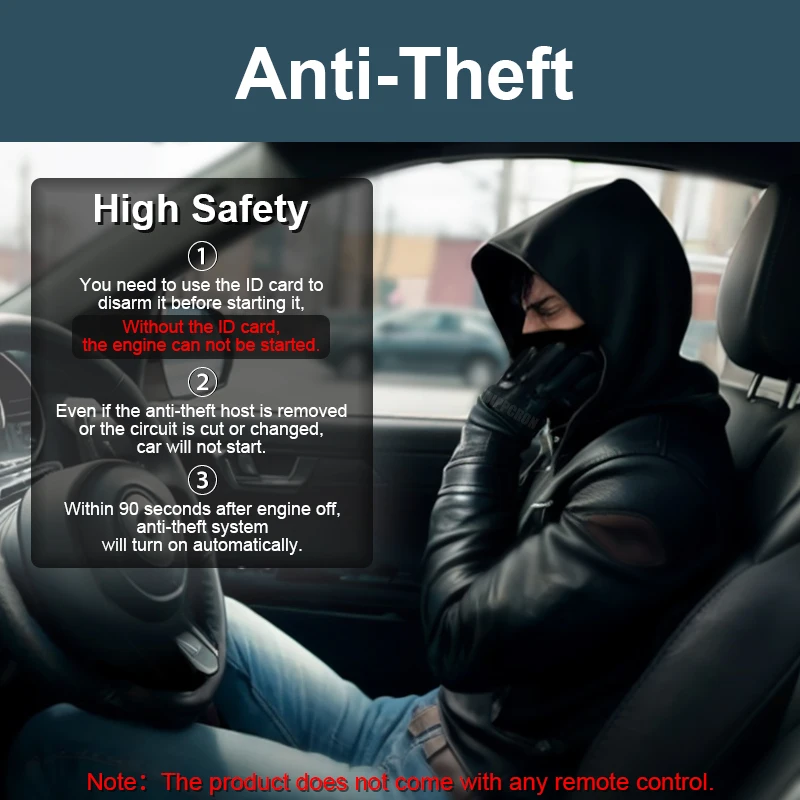 Hippcron alarma de coche botón de arranque y parada motor 2 RFID sistema de entrada sin llave botón de arranque parada Auto antirrobo Universal - imagen 2