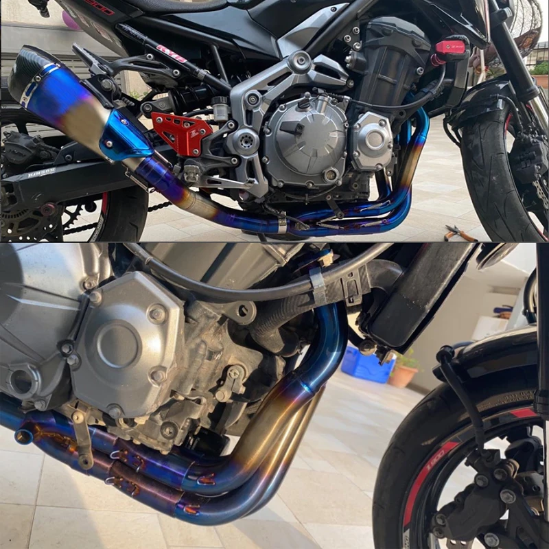 Conjunto completo del sistema de escape con el tubo de conexión en acero inoxidable